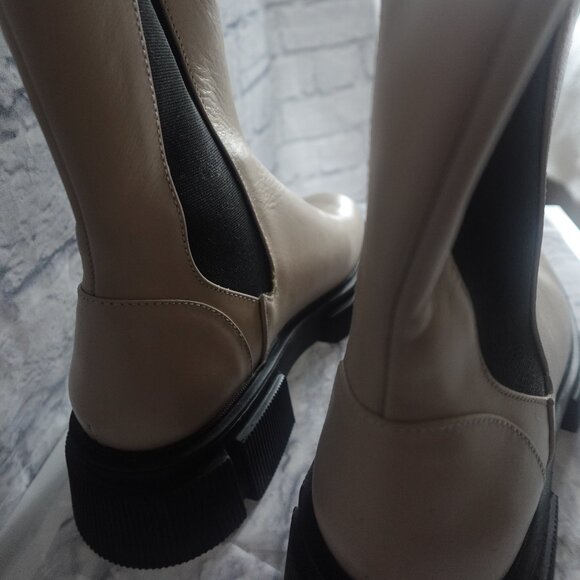 Zara Lug Sole Low Heel Leather Ankle Boots - Picture 7 of 16